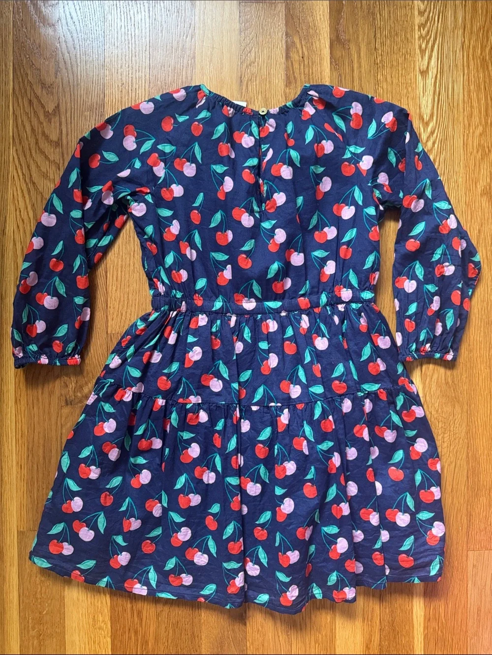 J. Crew Navy Cherry Print Long Sleeve Girls' Dress